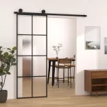 ESG üveg és alumínium tolóajtó fémszerelvény-szettel 76x205 cm