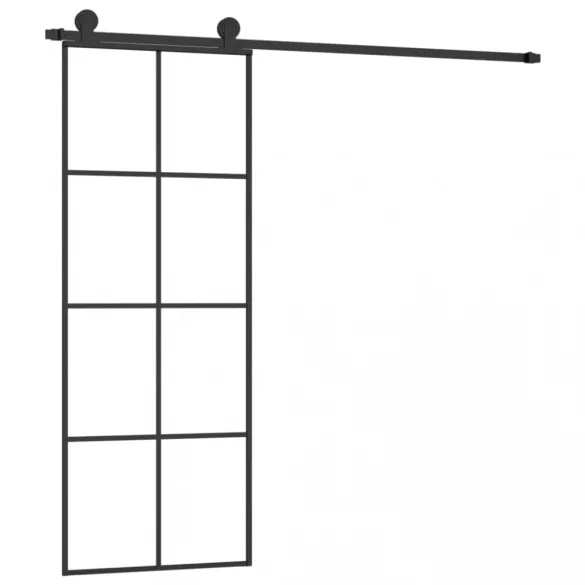 ESG üveg és alumínium tolóajtó fémszerelvény-szettel 76x205 cm