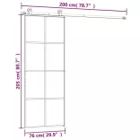 ESG üveg és alumínium tolóajtó fémszerelvény-szettel 76x205 cm