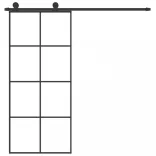 ESG üveg és alumínium tolóajtó fémszerelvény-szettel 90x205 cm