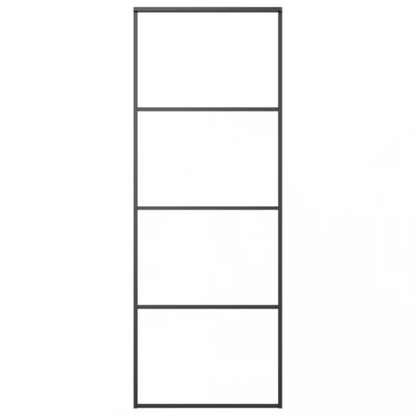 ESG üveg és alumínium tolóajtó fémszerelvény-szettel 76x205 cm