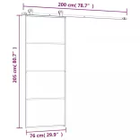 ESG üveg és alumínium tolóajtó fémszerelvény-szettel 76x205 cm