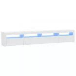 fehér TV-szekrény LED-lámpákkal 240x35x40 cm
