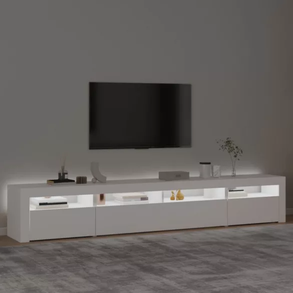 fehér TV-szekrény LED-lámpákkal 240x35x40 cm