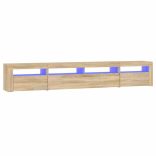 sonoma tölgy színű TV-szekrény LED-lámpákkal 240x35x40 cm