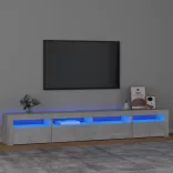 betonszürke TV-szekrény LED-lámpákkal 240x35x40 cm