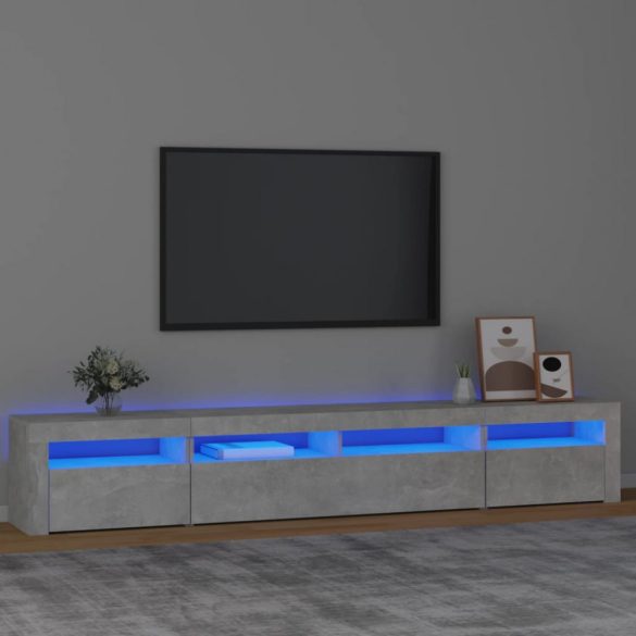 betonszürke TV-szekrény LED-lámpákkal 240x35x40 cm