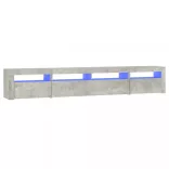 betonszürke TV-szekrény LED-lámpákkal 240x35x40 cm