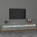 betonszürke TV-szekrény LED-lámpákkal 240x35x40 cm