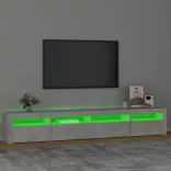 betonszürke TV-szekrény LED-lámpákkal 240x35x40 cm