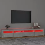 betonszürke TV-szekrény LED-lámpákkal 240x35x40 cm