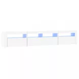 fehér TV-szekrény LED-lámpákkal 210x35x40 cm