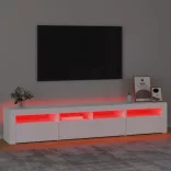 fehér TV-szekrény LED-lámpákkal 210x35x40 cm