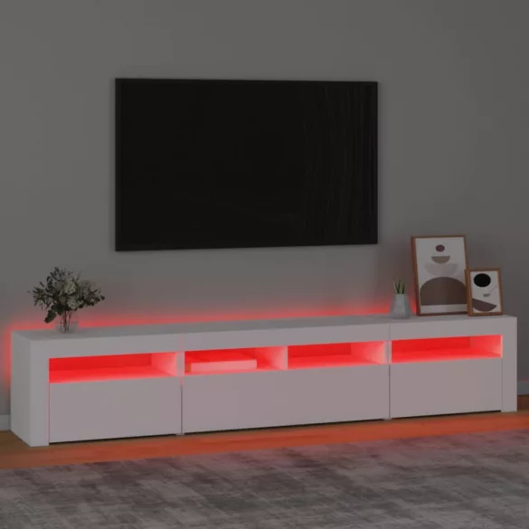 fehér TV-szekrény LED-lámpákkal 210x35x40 cm