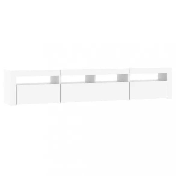 fehér TV-szekrény LED-lámpákkal 210x35x40 cm