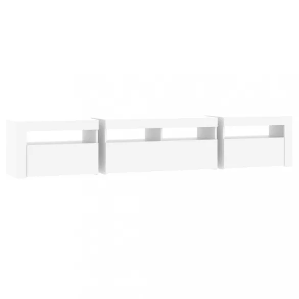 fehér TV-szekrény LED-lámpákkal 210x35x40 cm