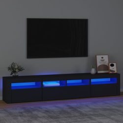 fekete TV-szekrény LED-világítással 210x35x40 cm