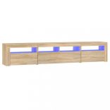 sonoma tölgy színű TV-szekrény LED-lámpákkal 210x35x40 cm