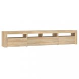 sonoma tölgy színű TV-szekrény LED-lámpákkal 210x35x40 cm