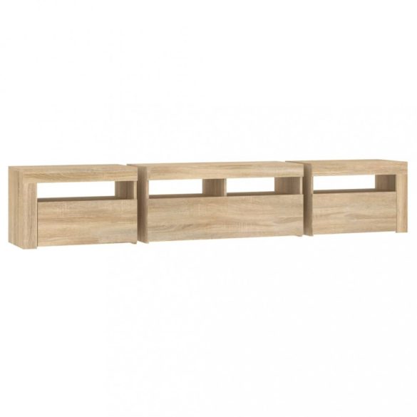 sonoma tölgy színű TV-szekrény LED-lámpákkal 210x35x40 cm