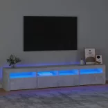 betonszürke TV-szekrény LED lámpákkal 210x35x40 cm