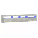 betonszürke TV-szekrény LED lámpákkal 210x35x40 cm