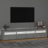betonszürke TV-szekrény LED lámpákkal 210x35x40 cm
