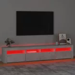 betonszürke TV-szekrény LED lámpákkal 210x35x40 cm