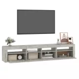 betonszürke TV-szekrény LED lámpákkal 210x35x40 cm