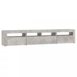 betonszürke TV-szekrény LED lámpákkal 210x35x40 cm