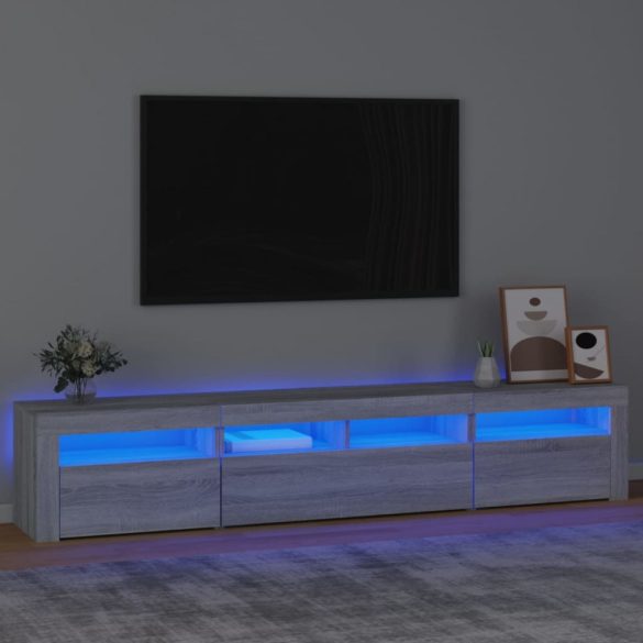 szürke sonoma színű TV-szekrény LED-lámpákkal 210x35x40 cm