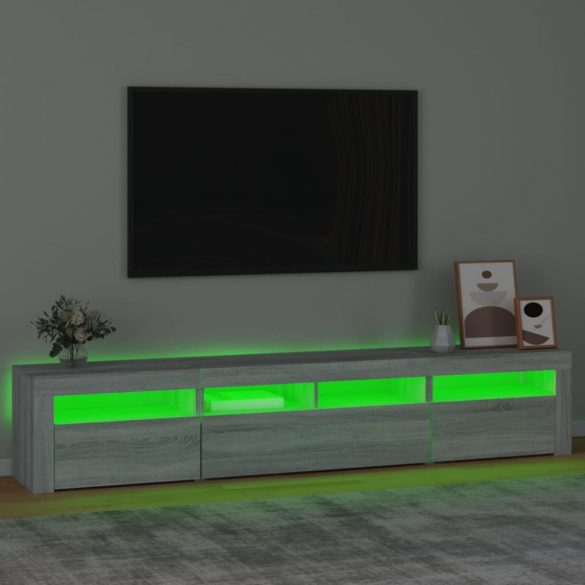 szürke sonoma színű TV-szekrény LED-lámpákkal 210x35x40 cm