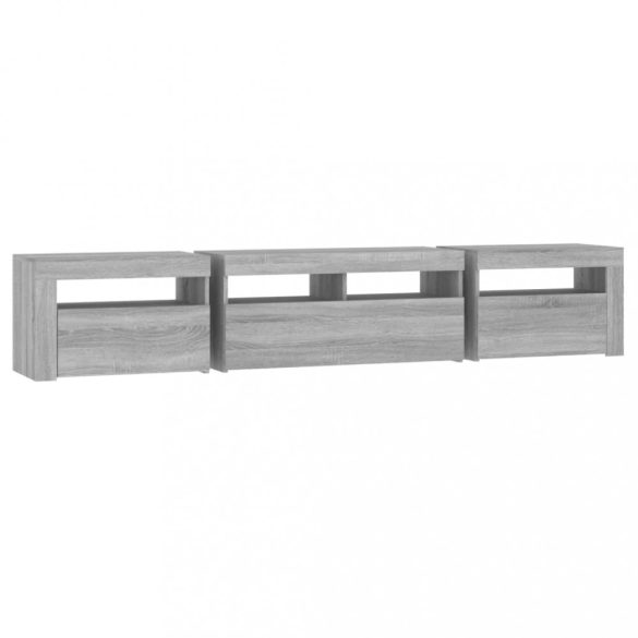 szürke sonoma színű TV-szekrény LED-lámpákkal 210x35x40 cm