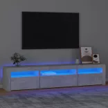 betonszürke TV-szekrény LED lámpákkal 195x35x40 cm