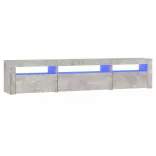 betonszürke TV-szekrény LED lámpákkal 195x35x40 cm