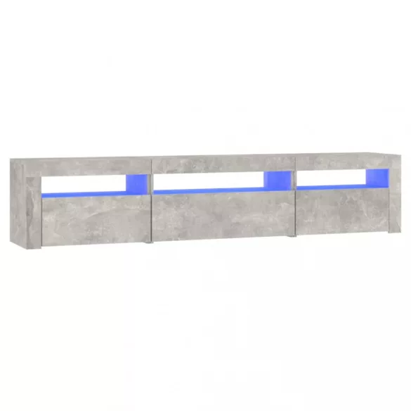 betonszürke TV-szekrény LED lámpákkal 195x35x40 cm