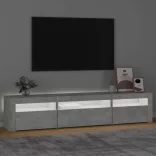 betonszürke TV-szekrény LED lámpákkal 195x35x40 cm