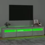 betonszürke TV-szekrény LED lámpákkal 195x35x40 cm