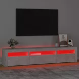 betonszürke TV-szekrény LED lámpákkal 195x35x40 cm