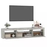 betonszürke TV-szekrény LED lámpákkal 195x35x40 cm