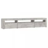 betonszürke TV-szekrény LED lámpákkal 195x35x40 cm