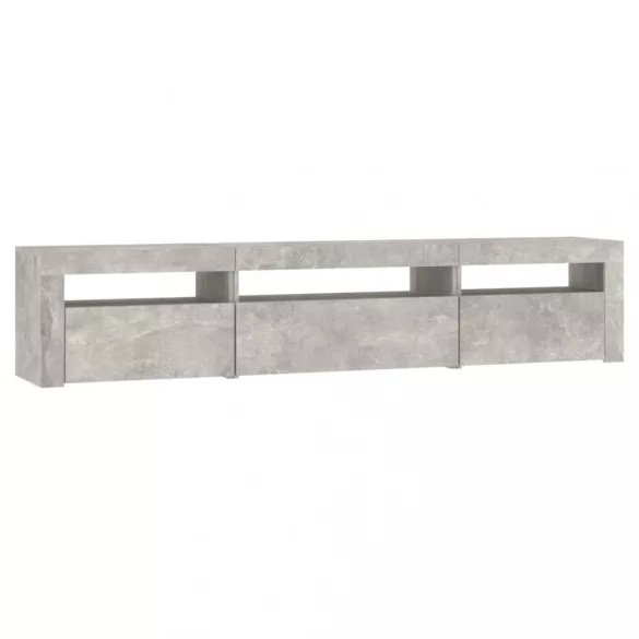 betonszürke TV-szekrény LED lámpákkal 195x35x40 cm