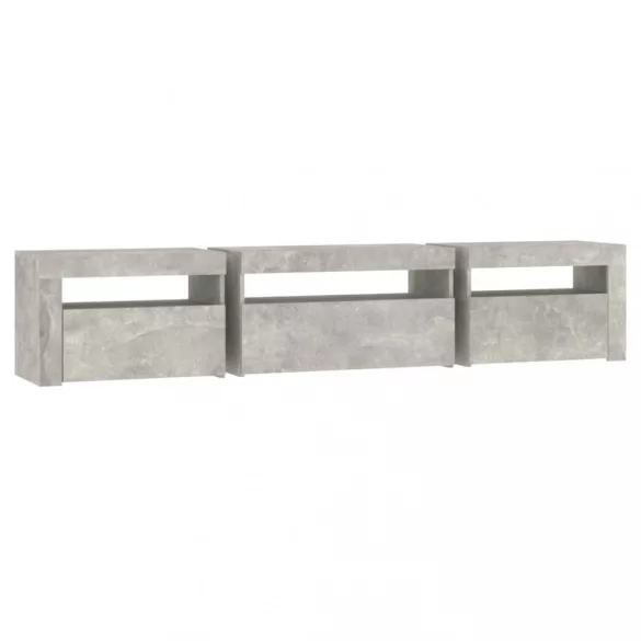betonszürke TV-szekrény LED lámpákkal 195x35x40 cm
