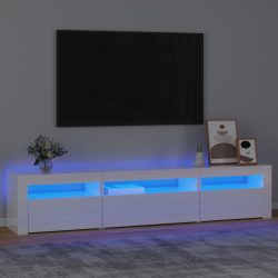   magasfényű fehér TV-szekrény LED lámpákkal 195x35x40 cm