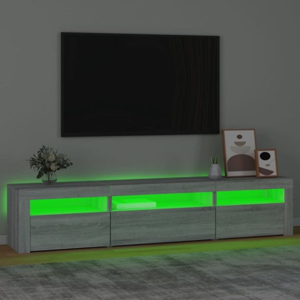 szürke sonoma színű TV-szekrény LED-lámpákkal 195x35x40 cm