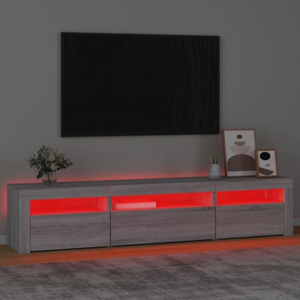 szürke sonoma színű TV-szekrény LED-lámpákkal 195x35x40 cm