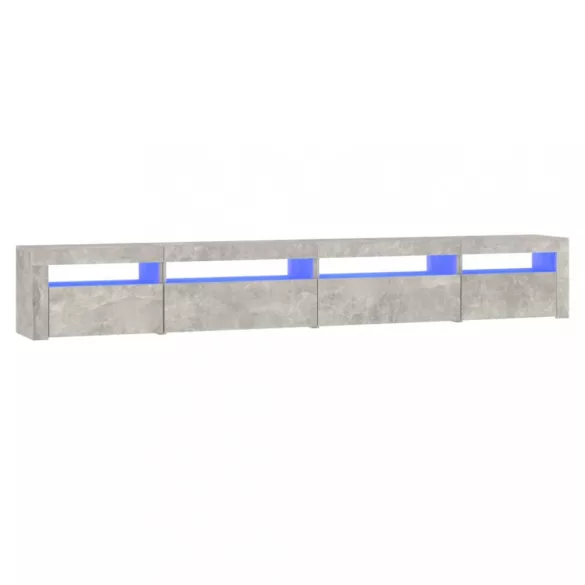 betonszürke TV-szekrény LED lámpákkal 270x35x40 cm