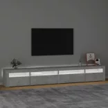 betonszürke TV-szekrény LED lámpákkal 270x35x40 cm