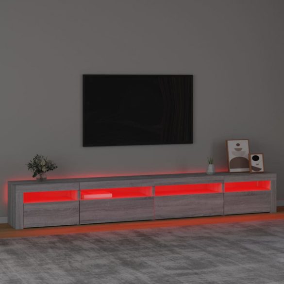 szürke sonoma színű TV-szekrény LED-lámpákkal 270x35x40 cm