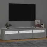 betonszürke TV-szekrény LED lámpákkal 180x35x40 cm